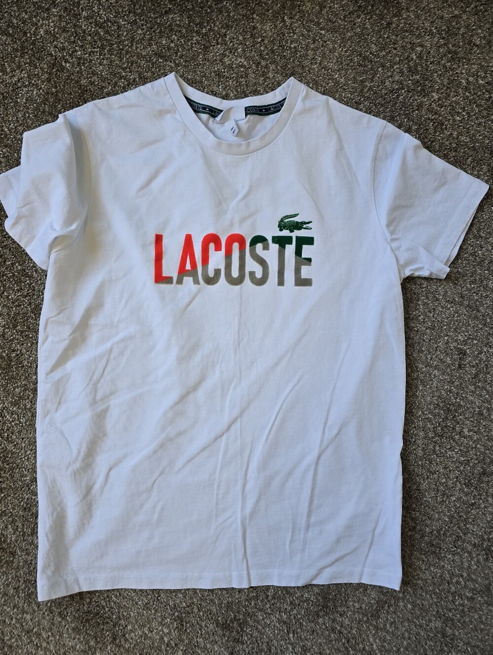 Lacoste White Logo Graphic Tee